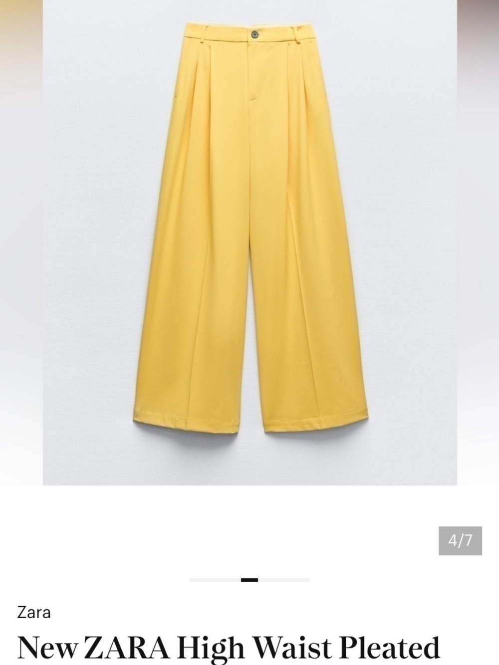 Zara Wide-Leg Pants Gold Yellow Mustard Bloggers Relaxed Fit XS NWT - Picture 4 of 15
